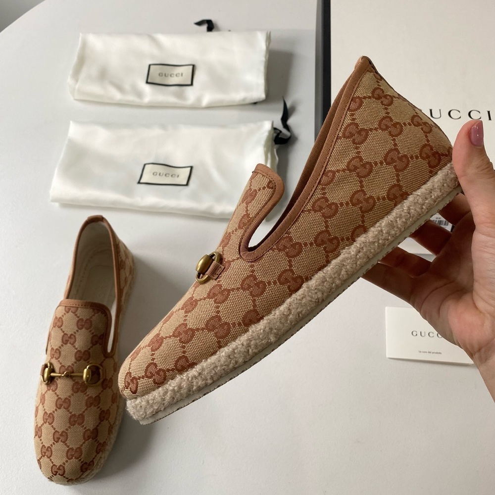 Gucci Shoes GG Monogram Horsebit Detail Fria Espadrilles - Picture 6 of 16